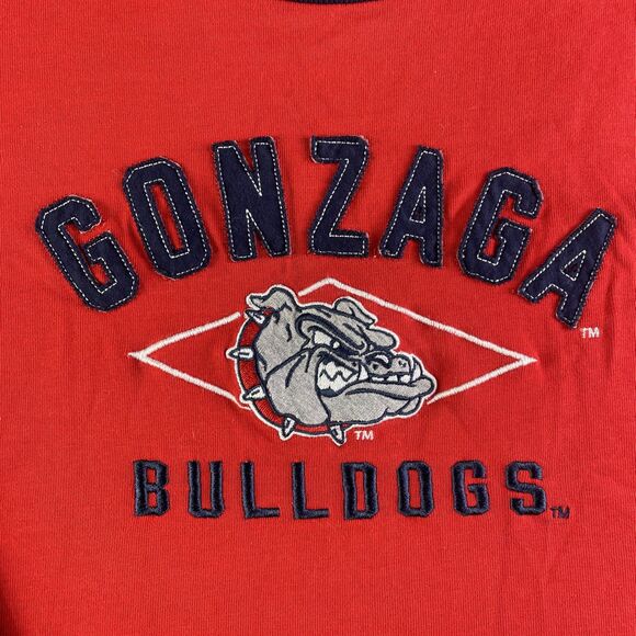 Gonzaga Bulldogs Zags Shirt Mens Extra Large Red Blue White Raglan Ringer - Picture 3 of 8